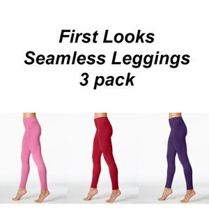 First Looks by HUE Women's Seamless Leggings 3 Pack